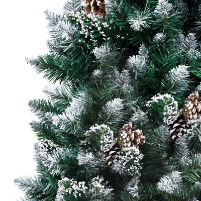 vidaXL شجرة كريسماس صناعية مع أكواز صنوبر وثلج أبيض 180 سم