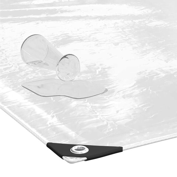 vidaXL قماش مشمع شفاف مزود بحلقات تثبيت، مقاس 2 &times; 4 متر، مصنوع من مادة PVC