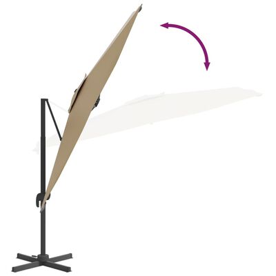 vidaXL مظلة كابولي مع عمود ألومنيوم رمادي بني 400×300 سم