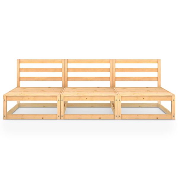 vidaXL أريكة حديقة 3-مقاعد خشب صنوبر صلب