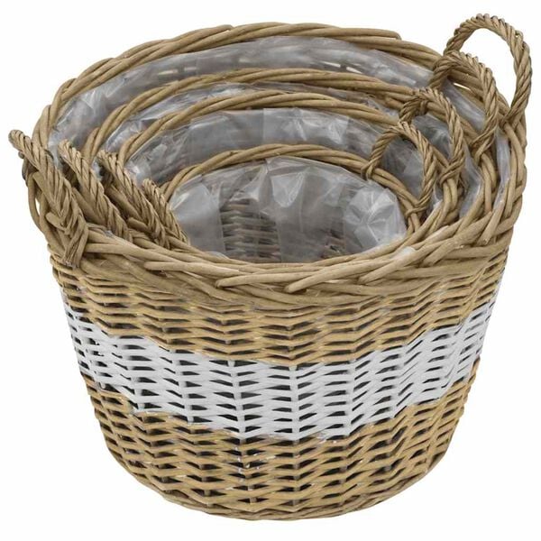 vidaXL سرير مرتفع 4 قطع خوص مع بطانة بولي إثيلين