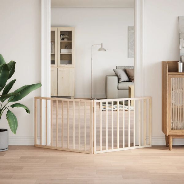 vidaXL بوابة كلب قابلة للطي، لوحتين، 160 سم، مصنوعة من خشب الحور