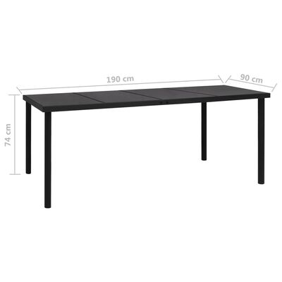 vidaXL طاولة حديقة 190×90×74 سم فولاذ أسود