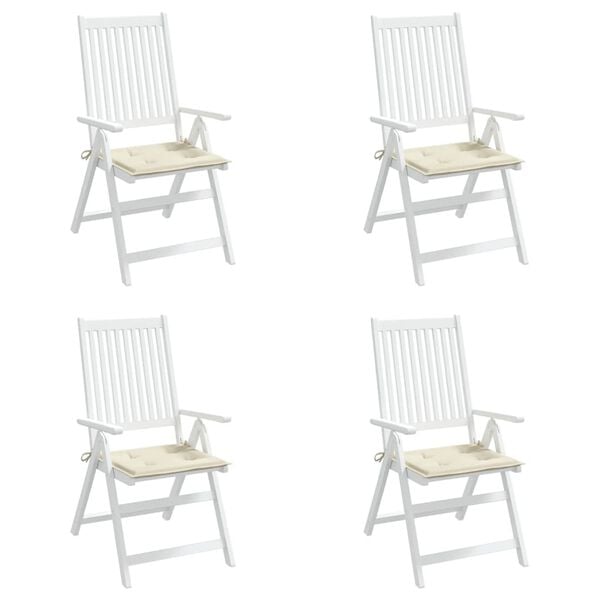 vidaXL وسائد كرسي حديقة 4 قطع لون كريمي 50&times;50&times;4 سم قماش أوكسفورد