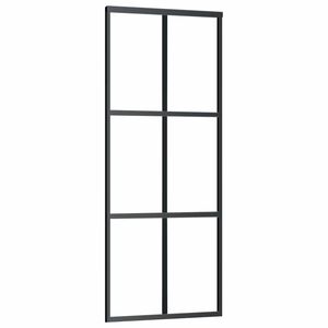 vidaXL باب منزلق زجاج أمان مقوى ESG وألومنيوم 76&times;205 سم أسود