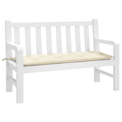 vidaXL وسادة مقعد حديقة أبيض كريمي 120×50×7 سم قماش