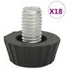 vidaXL عدد 18 ق أقدام أثاث مقاس M8 قابلة للتعديل أسود