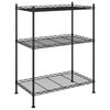 vidaXL 3-Tier Storage Rack 60x35x76 cm Black 150 kg - Untranslated