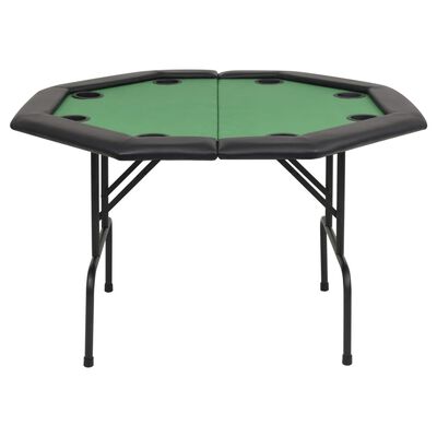 vidaXL طاولة بوكر 8 لاعبين 2 طية ثُمانية الشكل لون أخضر