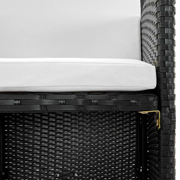 vidaXL عدد 11 ق طقم سفرة خارجي مع وسائد بولي روطان أسود