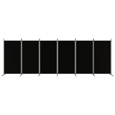 vidaXL مقسم غرفة 6-ألواح أسود 520×180 سم قماش