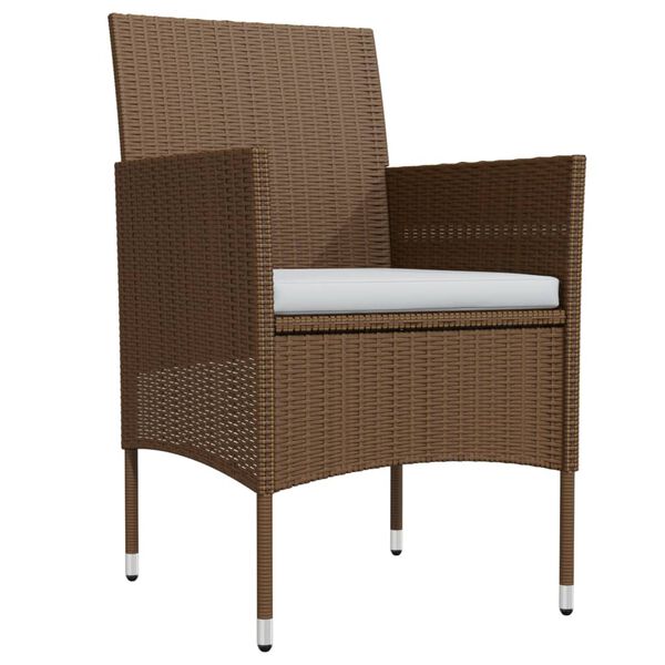 vidaXL طقم سفرة حديقة 3 قطع مع وسائد بني وأسود