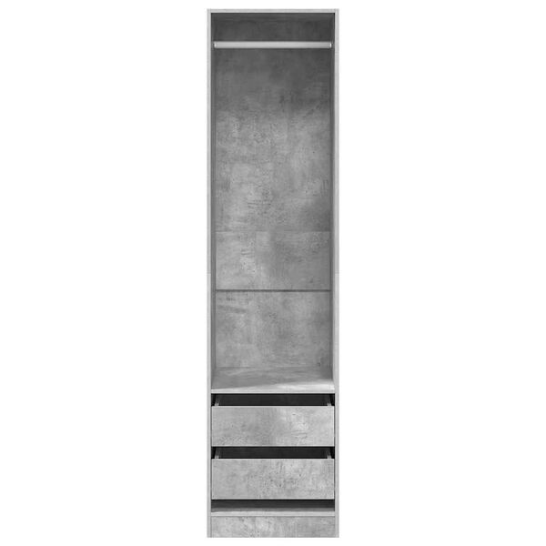 vidaXL خزانة ملابس مع أدراج رمادي أسمنتي 50&times;50&times;200 سم خشب صناعي