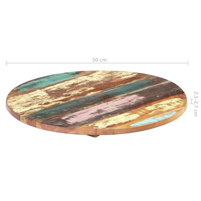 vidaXL سطح طاولة دائري 50 سم 25-27 ملم خشب صلب مستصلح