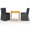 3067717 vidaXL 3 Piece Garden Dining Set Black (147875+46065) - Untranslated