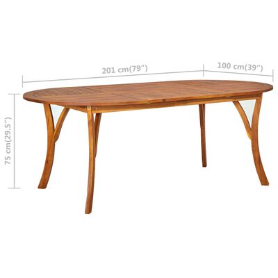 vidaXL طاولة حديقة 201×100×75 سم خشب سنط صلب