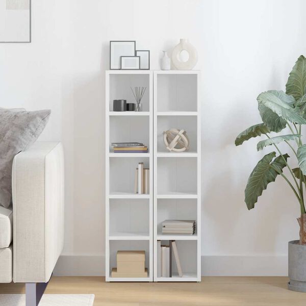 vidaXL خزانة سي دي 2 ق أبيض 21&times;16&times;93.5 سم خشب حبيبي