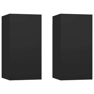 vidaXL خزانات تلفزيون 2 ق أسود 30.5&times;30&times;60 سم خشب صناعي