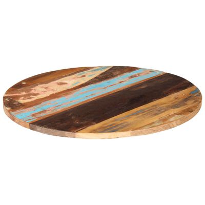 vidaXL سطح طاولة دائري 80 سم 25-27 ملم خشب صلب مستصلح