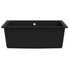 vidaXL حوض مطبخ مع فتحة تدفق أسود جرانيت
