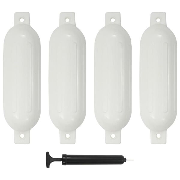 vidaXL مصد قارب 4 قطع لون أبيض 14x51 سم PVC
