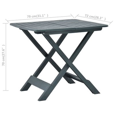 vidaXL طاولة حديقة قابلة للطي أخضر 79×72×70 سم بلاستيك