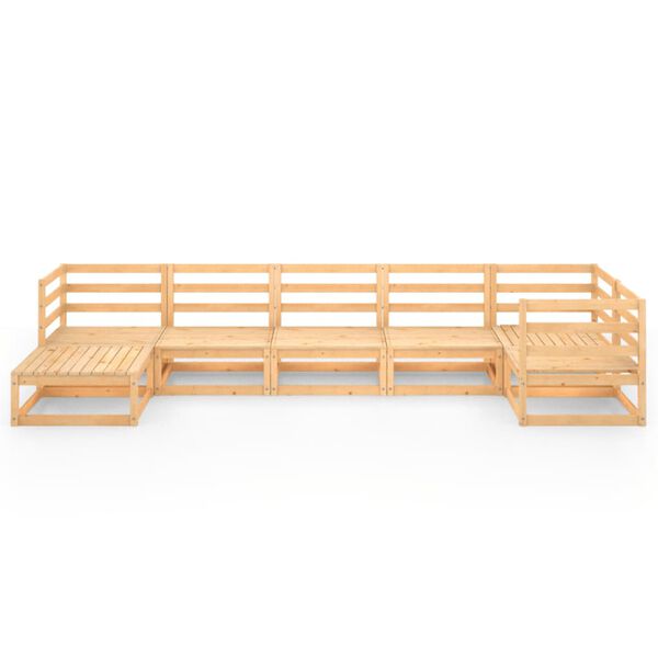 vidaXL طقم جلسة حديقة 7 قطع خشب صنوبر صلب