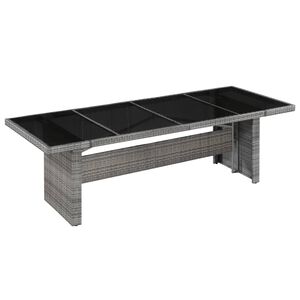 vidaXL طاولة حديقة 240&times;90&times;74 سم بولي روطان وزجاج