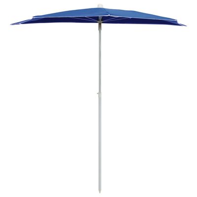 vidaXL مظلة حديقة نصفية مع عمود 180×90 سم أزرق سماوي