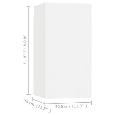vidaXL خزانات تلفزيون 4 ق أبيض 30,5x30x60 سم خشب صناعي
