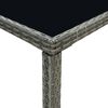 vidaXL طاولة بار للحديقة رمادي 130×60×110 سم بولي روطان وزجاج