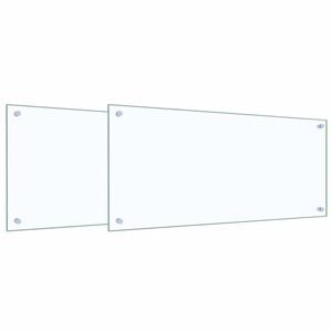 vidaXL رُفّ المطبخ الخلفي 2 قطعة شفاف 90 x 40 cm زجاج مقسى
