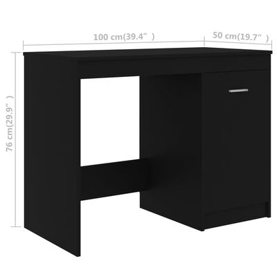 vidaXL مكتب أسود 140×50×76 سم خشب صناعي