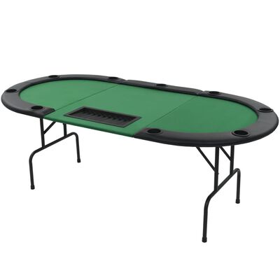 vidaXL طاولة بوكر 9 لاعبين قابلة للطي 3 طيات بيضاوية لون أخضر