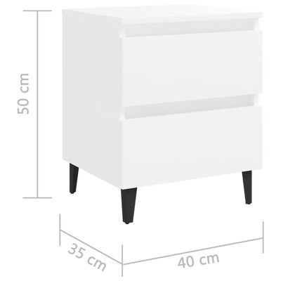 vidaXL خزانات سرير 2 ق أبيض 40×35×50 سم خشب حبيبي