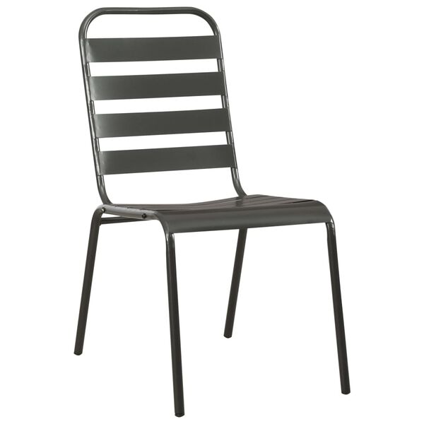 vidaXL طقم سفرة خارجية 9 ق فولاذ رمادي داكن