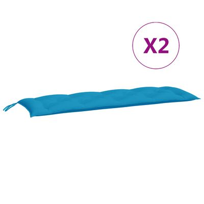 vidaXL وسائد بنش حديقة 2 ق أزرق فاتح 150×50×7 سم قماش أكسفورد