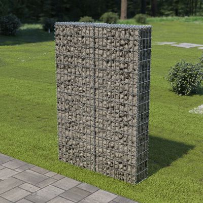 vidaXL جدار جابيون مع أغطية فولاذ مجلفن 100×20×150 سم
