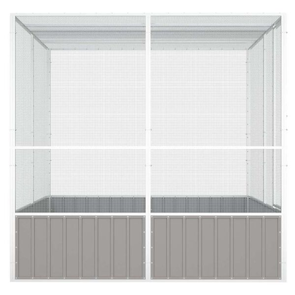 vidaXL قفص طيور لون رمادي 211,5x217,5x213,5 سم فولاذ مجلفن