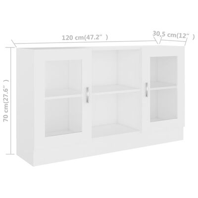 vidaXL خزانة عرض لون أبيض 120×30.5×70 سم خشب صناعي