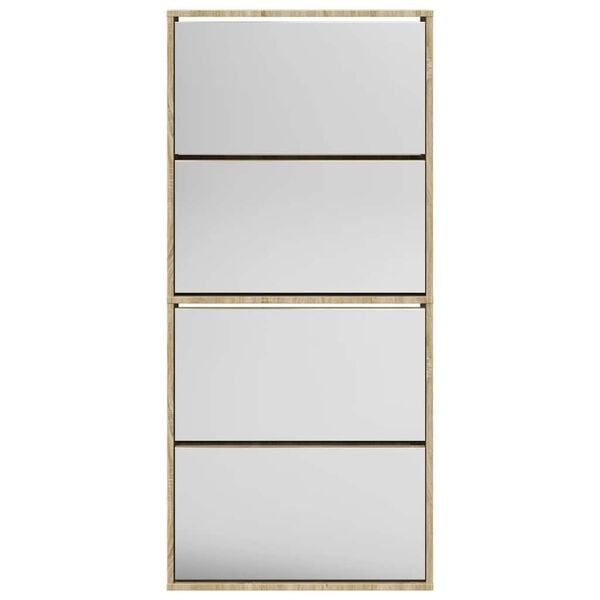 vidaXL خزانة أحذية 4-طبقات مرآة أوك 63&times;17&times;134 سم