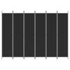 vidaXL مقسم غرفة 6-ألواح أسود 300×220 سم قماش