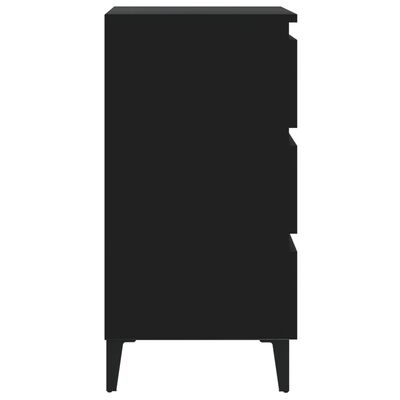 vidaXL خزانة سرير بأرجل معدنية 2 قطع أسود 40×35×69 سم