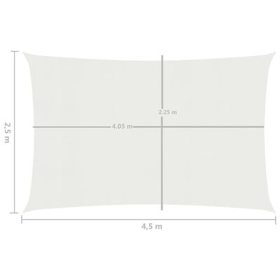 vidaXL مظلة شراعية 160 جم/م² أبيض 2.5×4.5 م HDPE