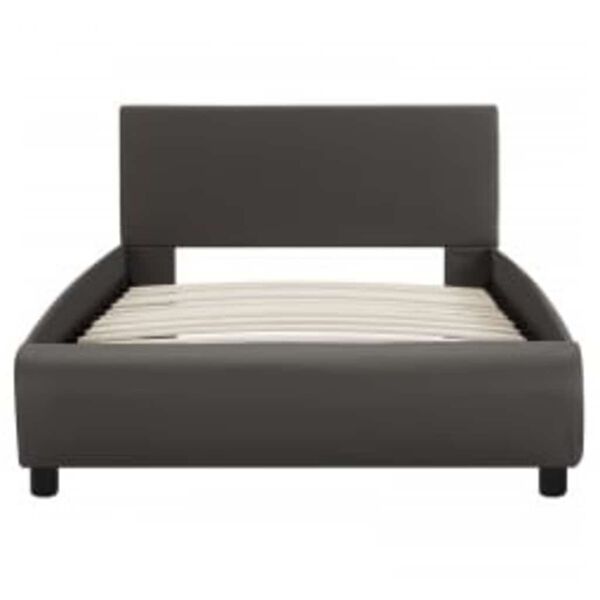 vidaXL إطار سرير مع إضاءة LED رمادي جلد صناعي 90&times;200 سم