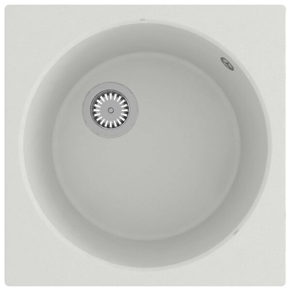 vidaXL حوض مطبخ أبيض 48 &times; 48 &times; 20.5 سم جرانيت