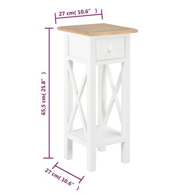 vidaXL طاولة جانبية أبيض 27×27×65.5 سم خشب