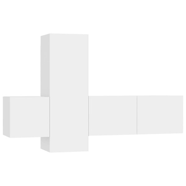 vidaXL طقم خزانة تلفزيون 3 ق خشب صناعي أبيض (801472+803344+804481)