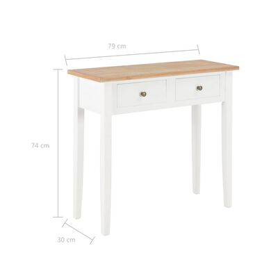 vidaXL طاولة تسريحة كونسول أبيض 74x30x79 سم خشب