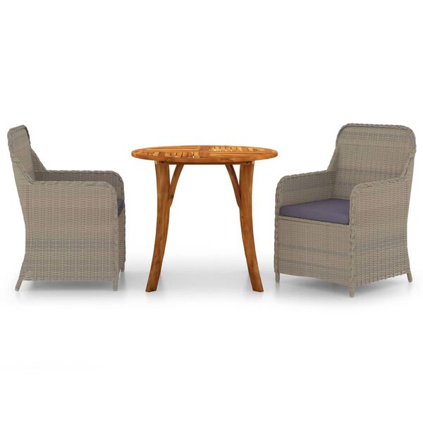 VidaXL طقم سفرة للحديقة 3 قطع لون بني